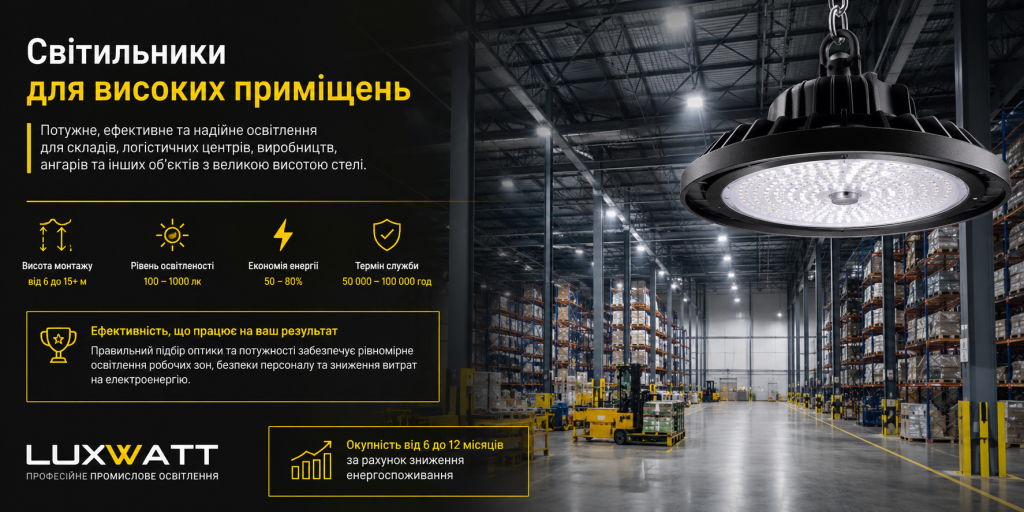 Світильники для високих приміщень